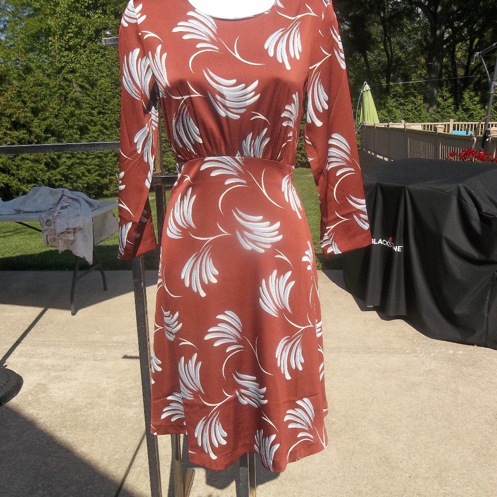Nwot Loft Brown&Blue Leaf Print Dress 2